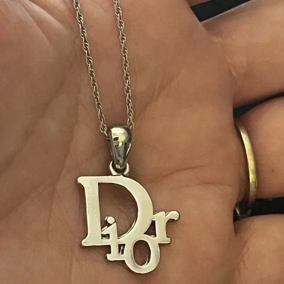 Dior Silver Pendant Necklace .925 Italy Sterling Silver Chain w/Extender - Picture 4 of 17
